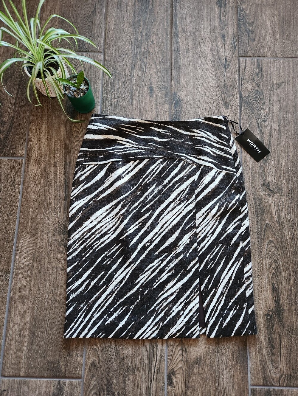 NWT Worth New York Zebra Print Linen Mini Skirt Neutral Pattern Sz 6
